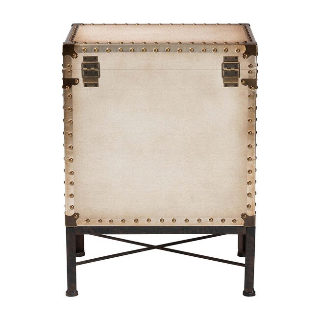 Laura Vintage White Canvas Lift-Top Trunk End Table, WHITE, alternate image number 5