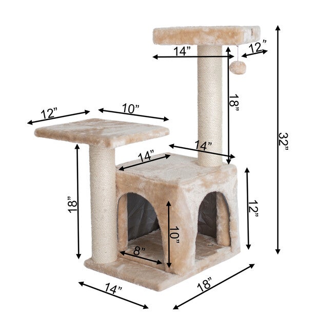 Classic Real Wood 32 inches Cat Tree, , alternate image number null
