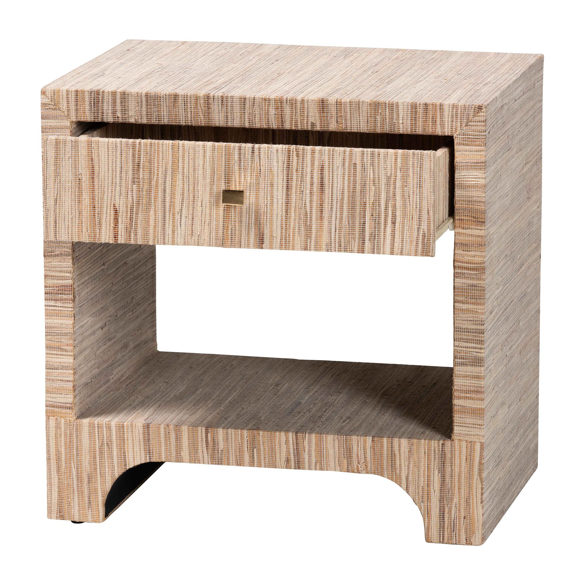 Julia Bohemian Woven Natural Grasscloth 1-Drawer Nightstand, NATURAL, alternate image number 2