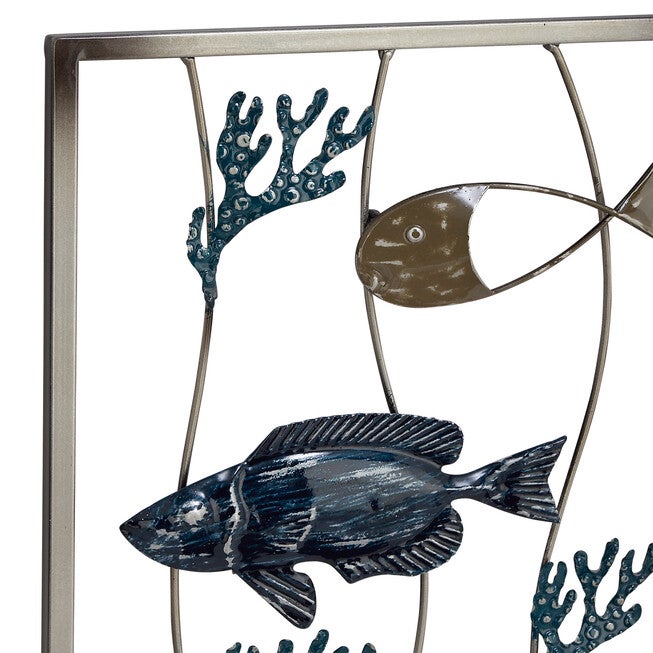Set Of 2 Metal Coastal Fish Wall Decor, , alternate image number null