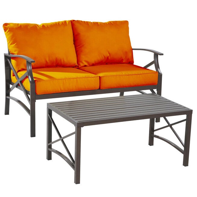 Luxi 2 Pieces Outdoor Conversation Set, ORANGE, hi-res image number 0