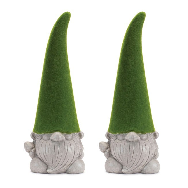 Mossy Terra Cotta Gnome Statue (Set of 2), GREEN/GREY, alternate image number 2