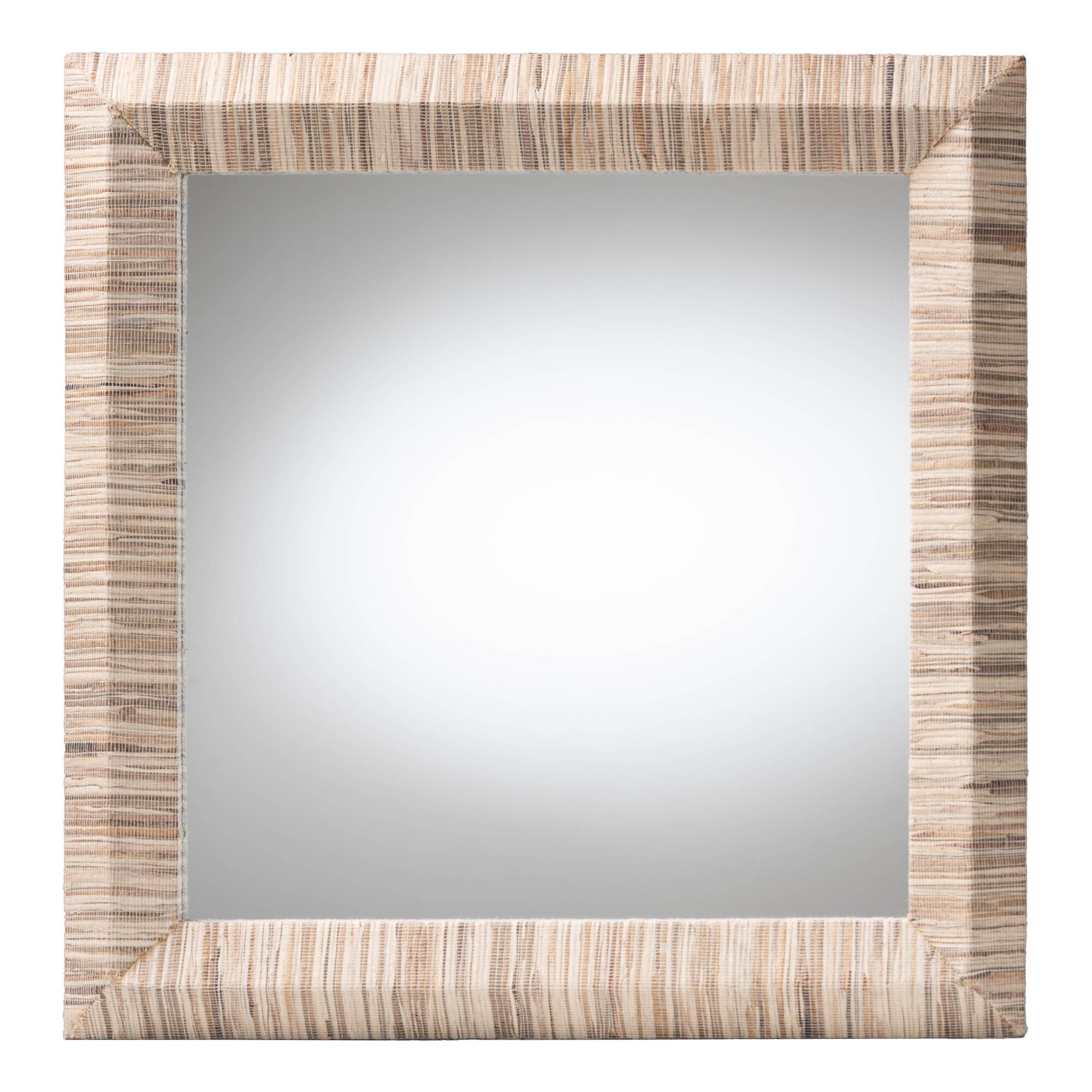 Adino Bohemian Woven Natural Grasscloth Square Accent Mirror, NATURAL, alternate image number 1