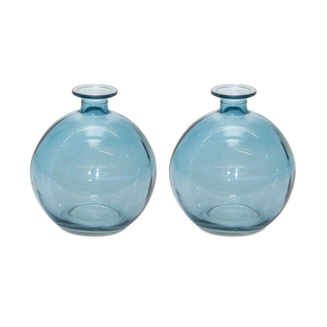 Vase (Set of 2) 5.5 inchesH Glass, BLUE, hi-res image number 0