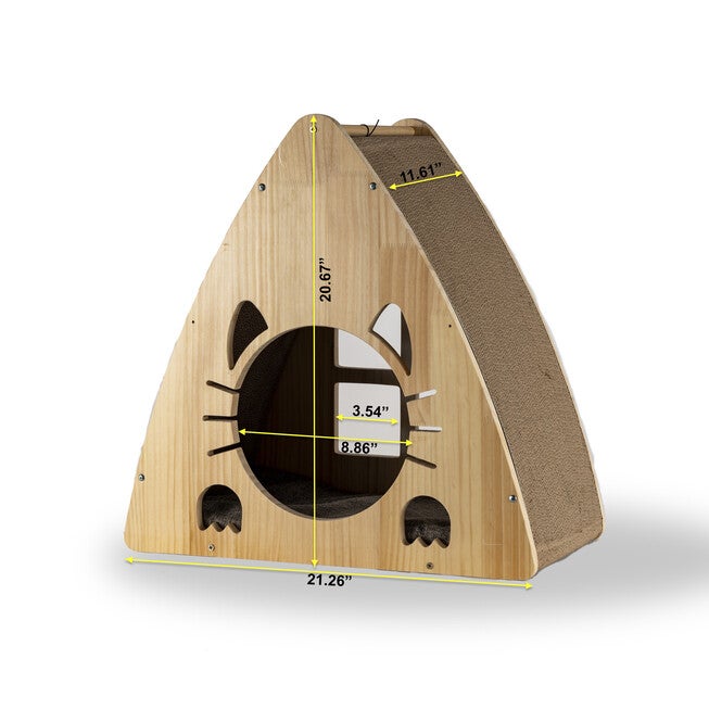 Armarkat Real Wood Medium Triangular Natural Solid Wood Cat Condo S2106 Cat House, , alternate image number null