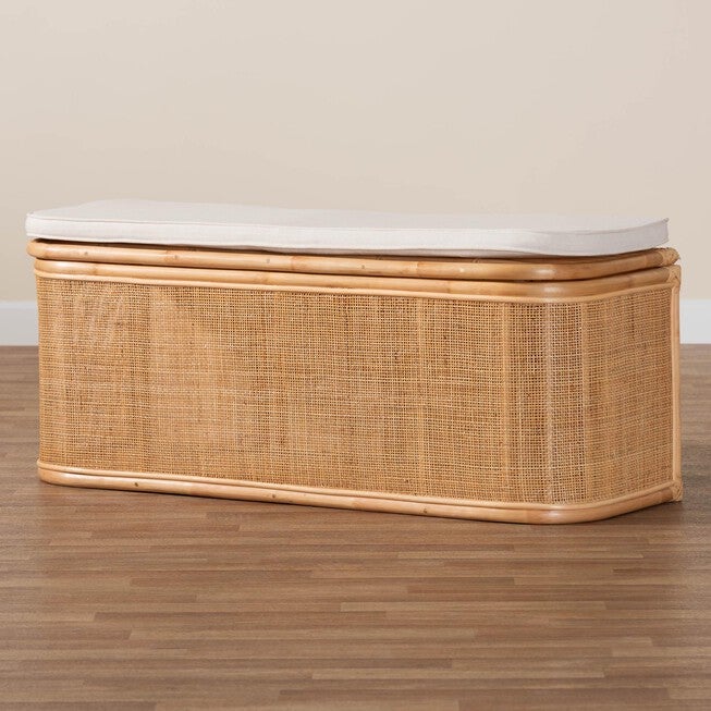 Ishana Bohemian Natural Rattan Storage Bench, , alternate image number null