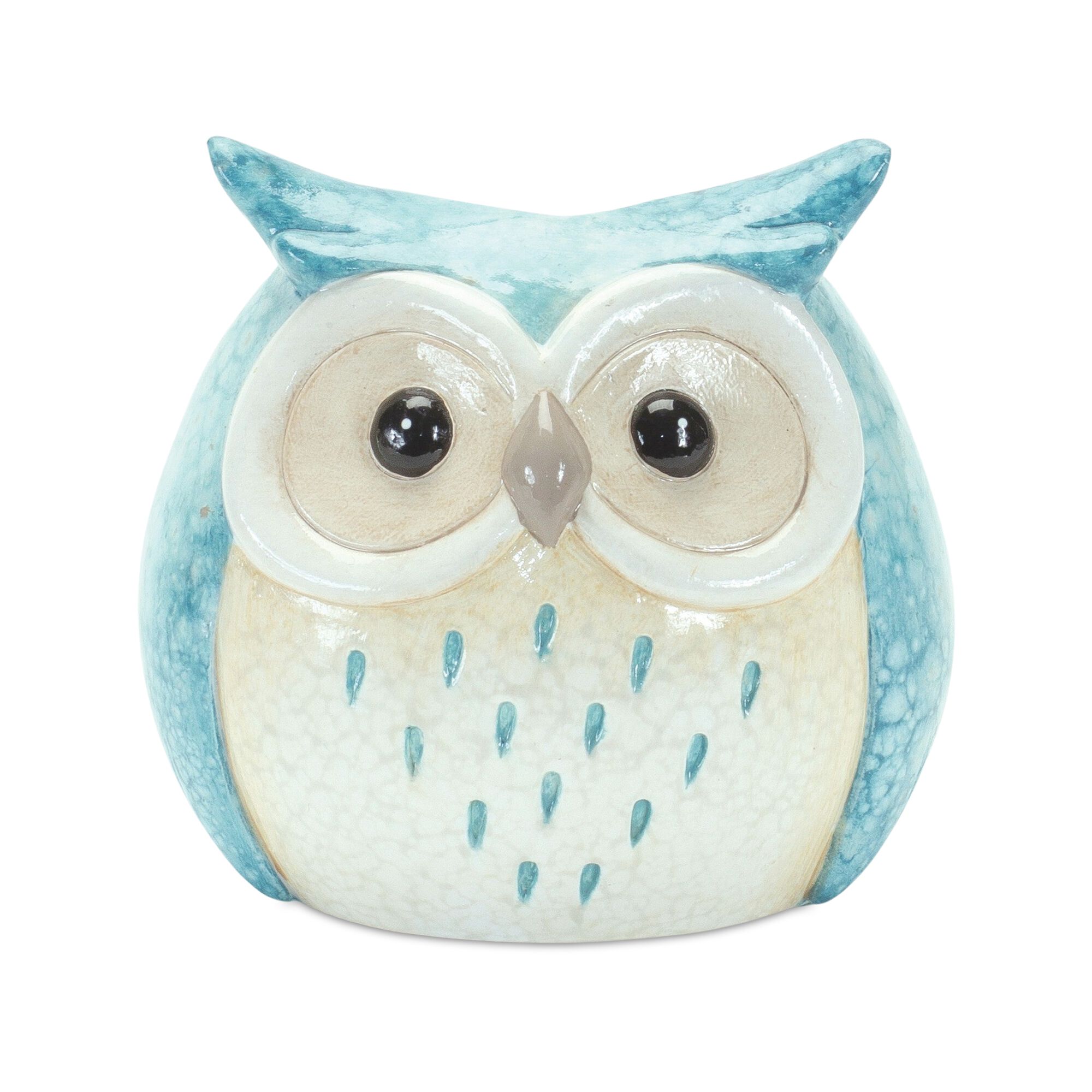 Whimsical Pastel Terra Cotta Owl Figurine (Set of 12), BLUE PINK GREY, alternate image number 3