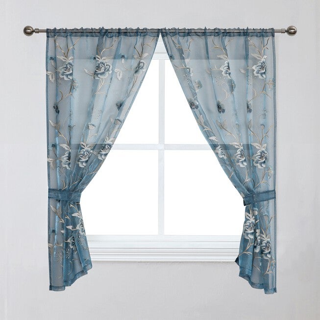 Dublin Rose Window Curtain, BLUE, hi-res image number null