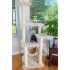 65" Real Wood Cat Tree With Sisal Rope, Hammock, Playhouse, , on-hover image number 1