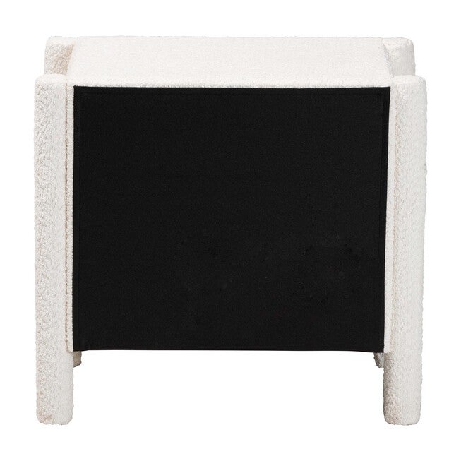 Laria Modern White Teddy-Bear Fabric 2-Drawer Nightstand, WHITE, alternate image number 5