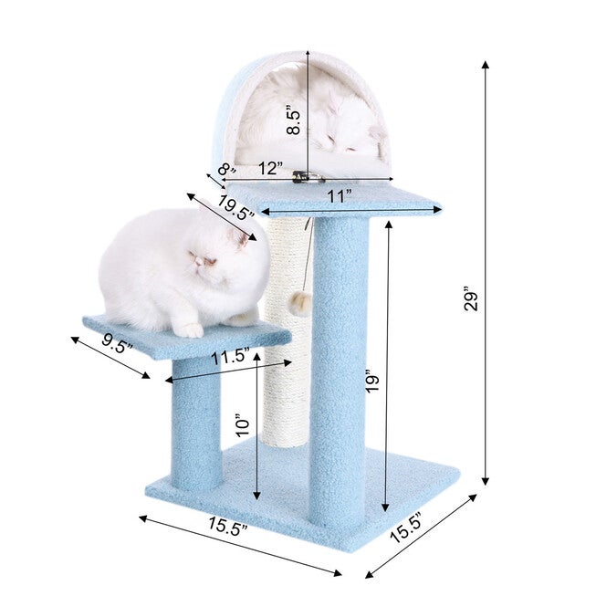 Real Wood 29 inches Cat Tree With Scratcher And Tunnel, , alternate image number null