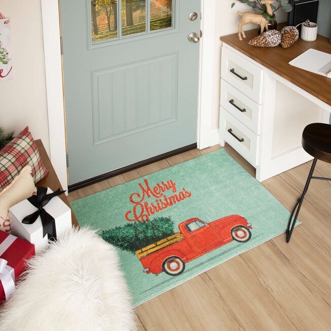 Merry Christmas Truck Kitchen Rug, , alternate image number null
