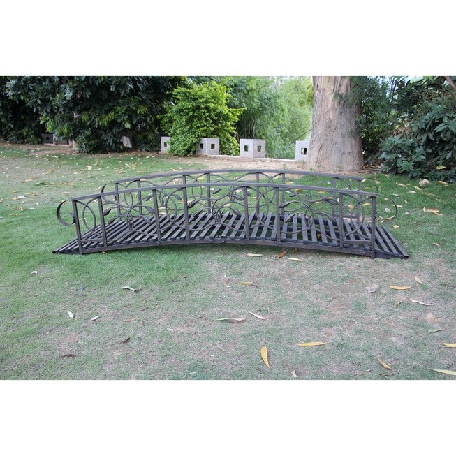 Coral Coast Willow Creek 8 Ft Metal Garden Bridge, BLACK, hi-res image number null