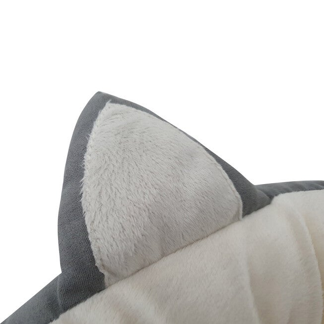 GREY poly-cotton cozy round cat bed , 18 inch, , alternate image number null