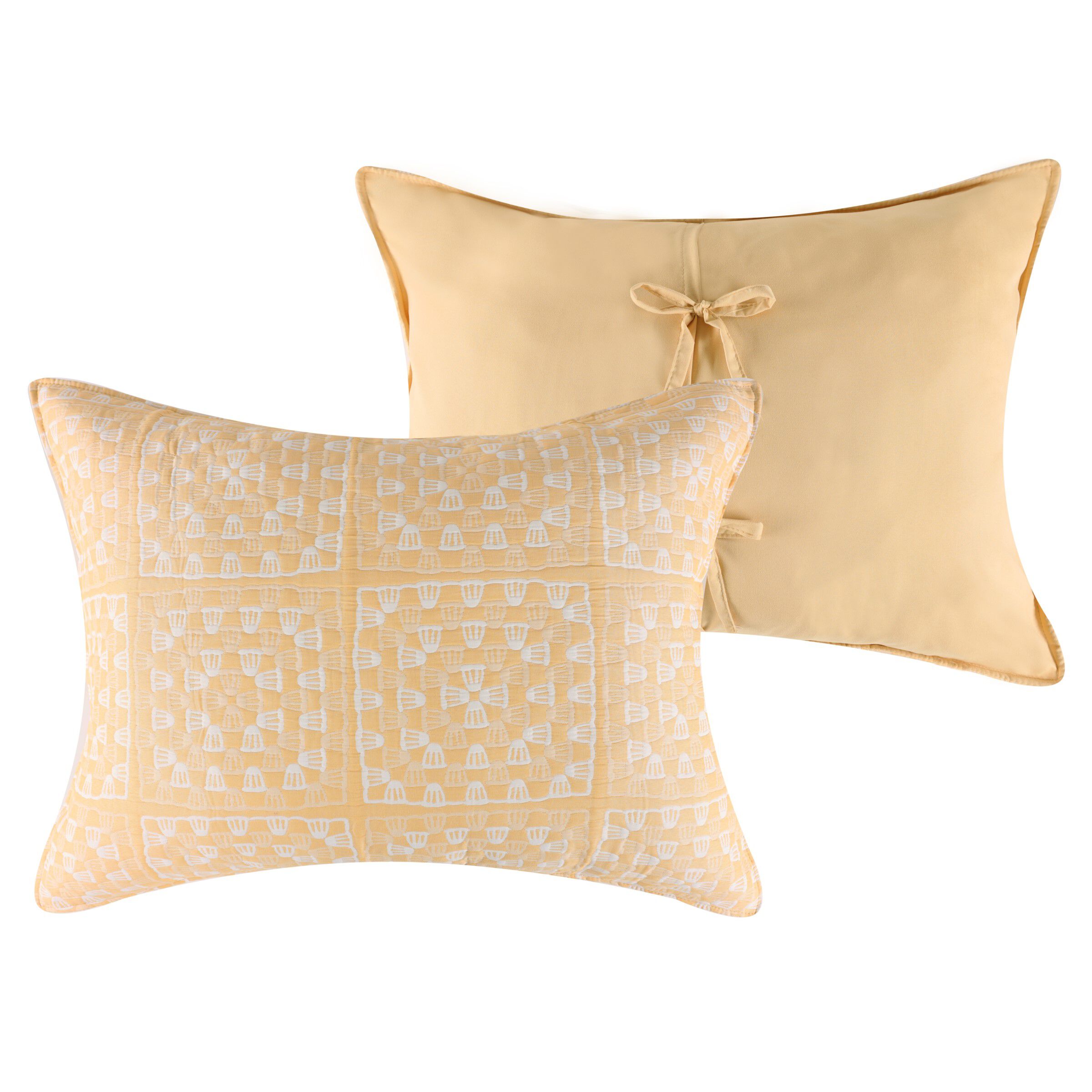 Granny Squares Vintage Retro Crochet-Inspired Reversible Coverlet Set, GOLD, alternate image number 3