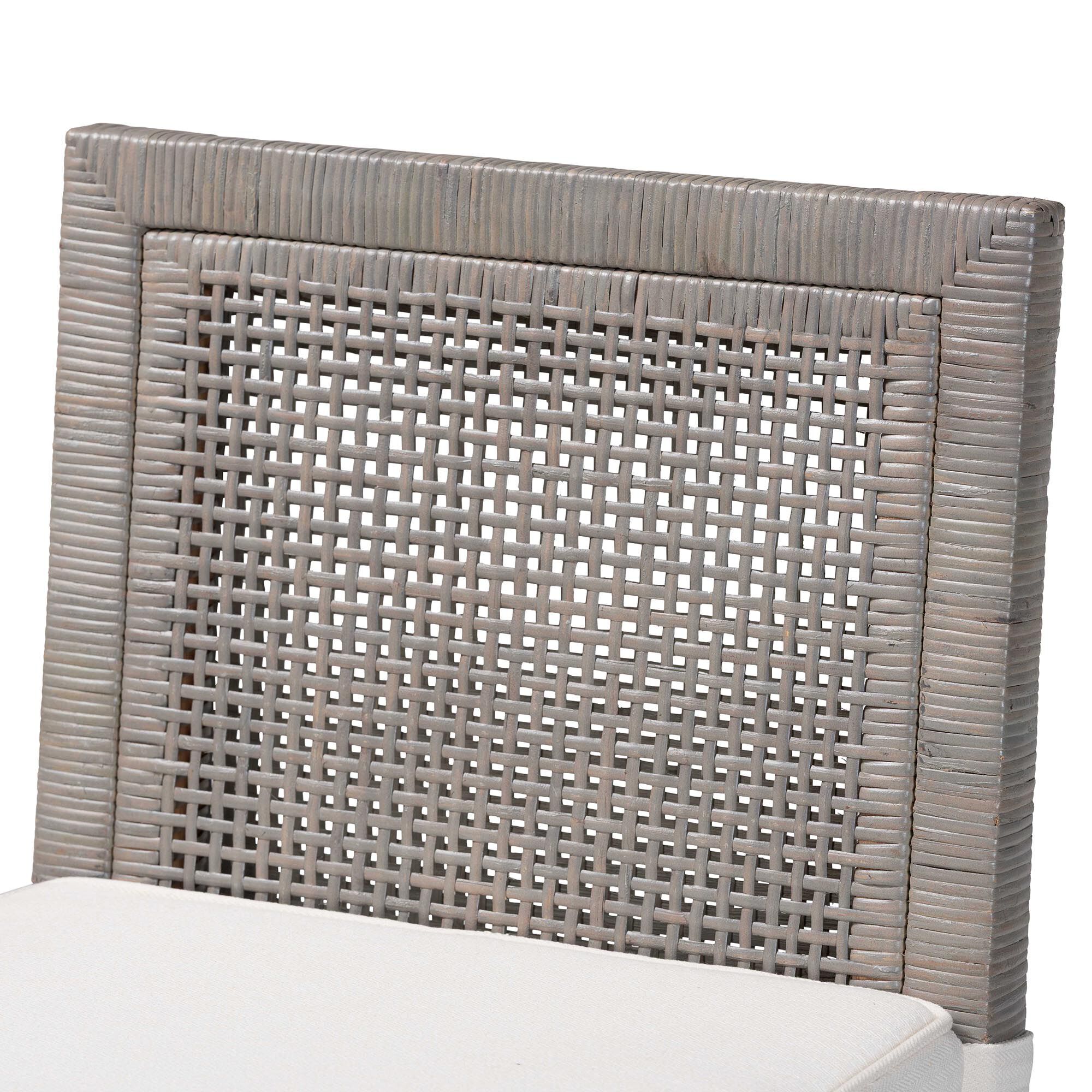 Close-up of the rattan backrest of the Sofia Natural Rattan Counter Stool