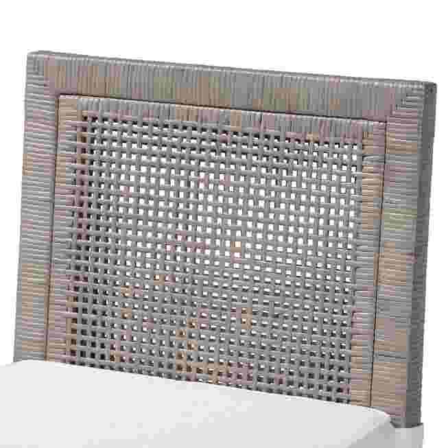 Close-up of the rattan backrest of the Sofia Natural Rattan Counter Stool