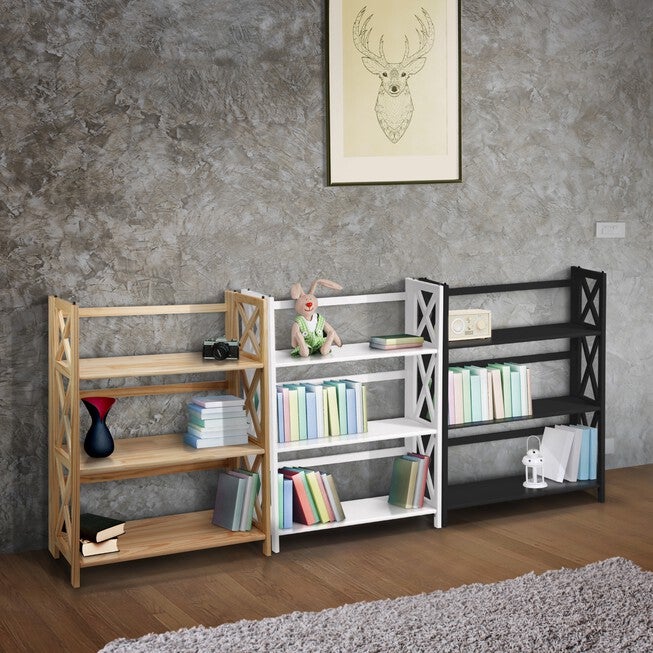 Montego 3-Shelf Folding Bookcase - White, , alternate image number 8
