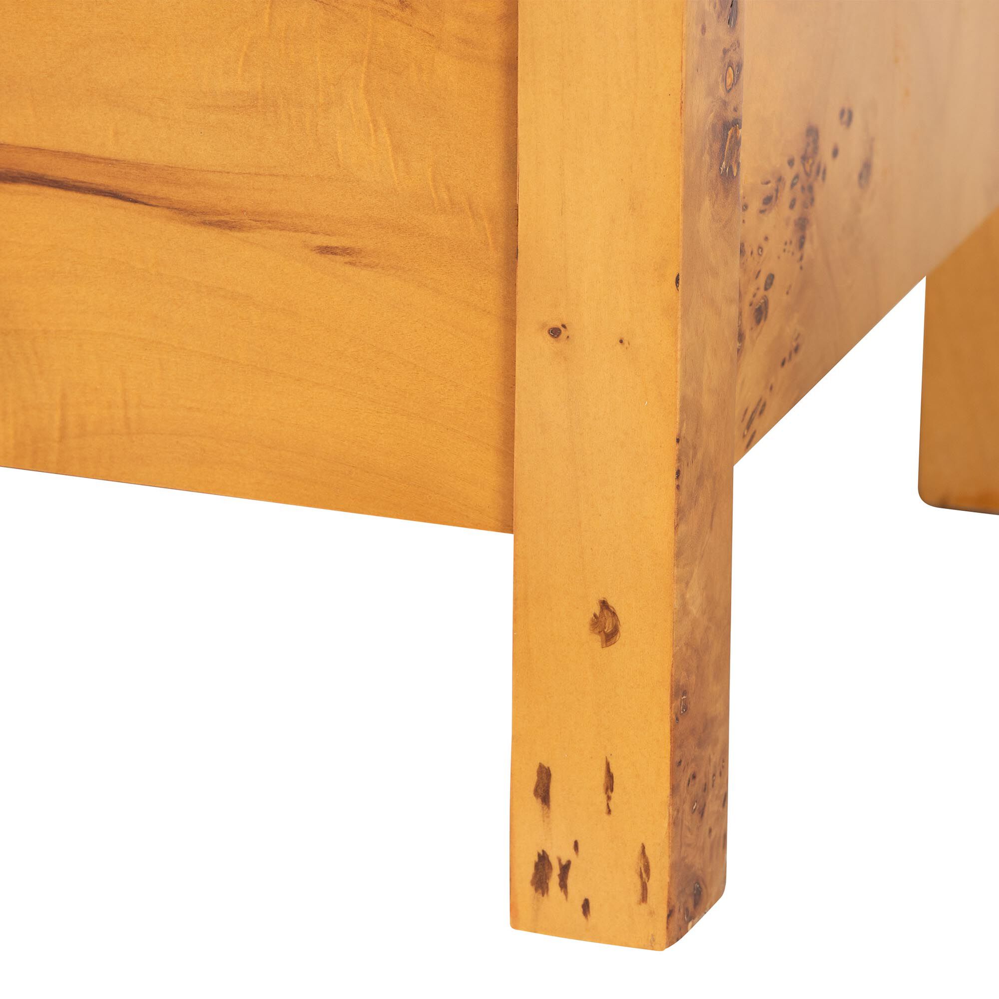 Azmi Modern and Contemporary Natural Light Mappa Real Burl Wood 2-Drawer Nightstand, BURL, alternate image number 6