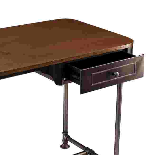 Close-up of a drawer on the industrial desk