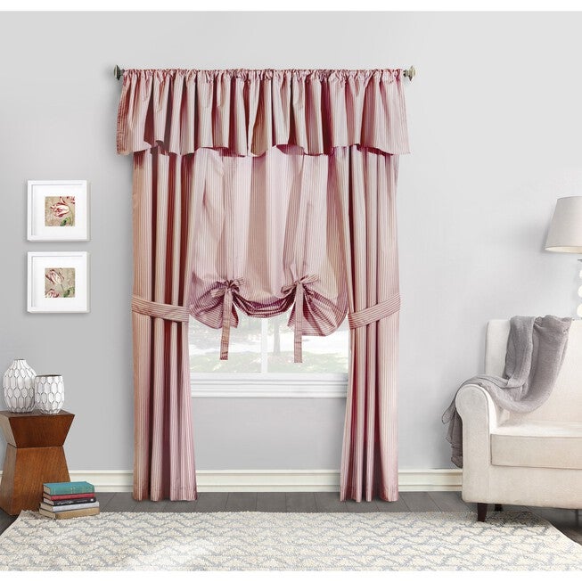 Ticking Stripe Room Darkening Pole Top Flat Valance, , alternate image number null