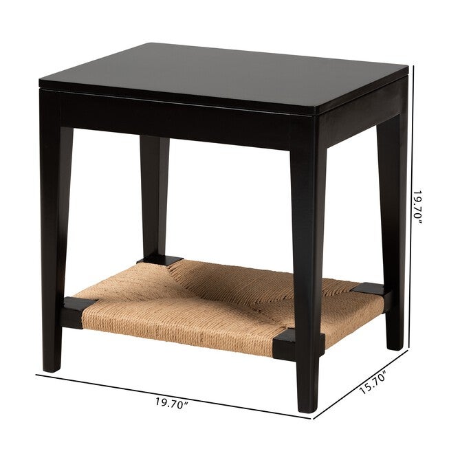 Freya Modern Bohemian Black Finished Bayur Wood End Table, , alternate image number 7