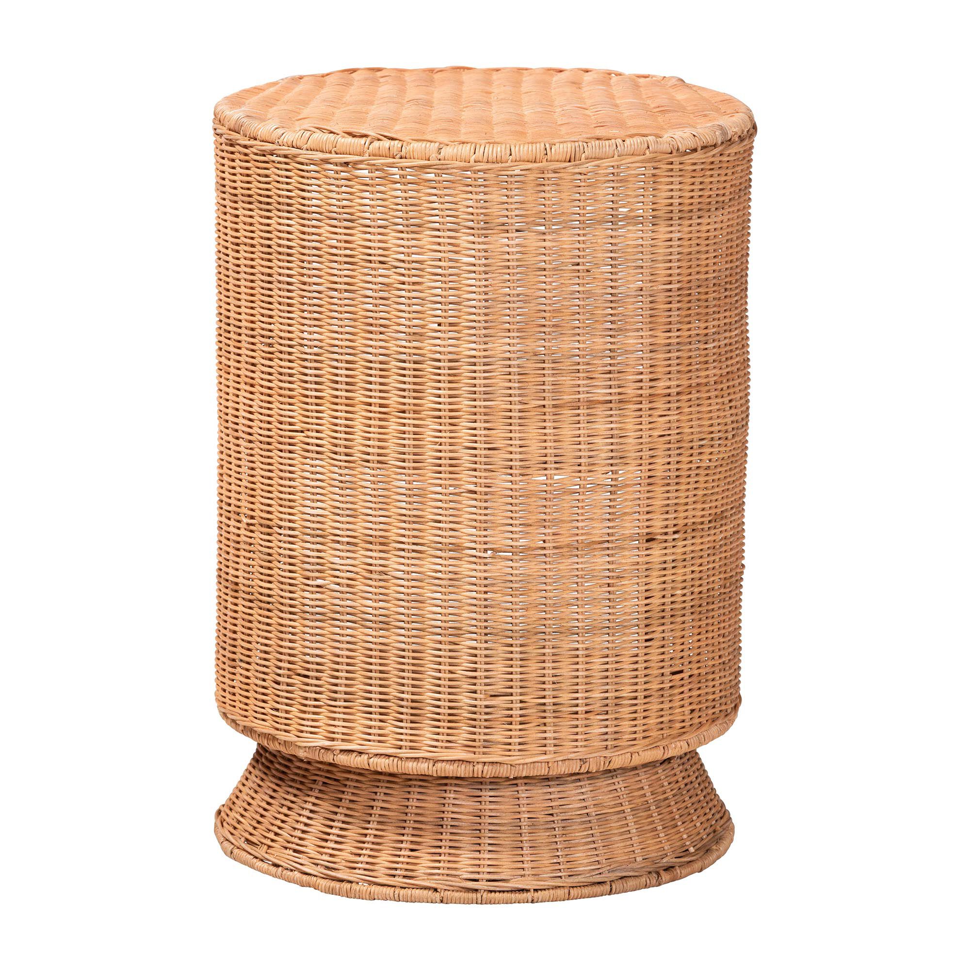 Dorielle Natural Rattan End Table with Two Shelves, HONEY, alternate image number 4
