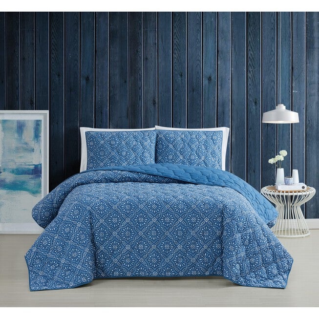 Katrine 3 Piece Quilt Set, BLUE, hi-res image number null