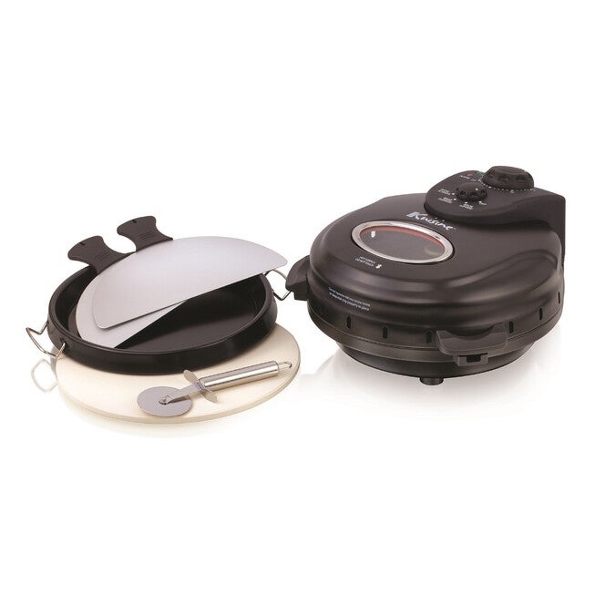 Euro Cuisine 12" Rotating Pizza Maker with Stone & Baking Pan, , alternate image number null