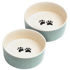 Set Of Two Talto Medium Pet Dog Bowls, TURQUOISE WHITE, hi-res image number 0