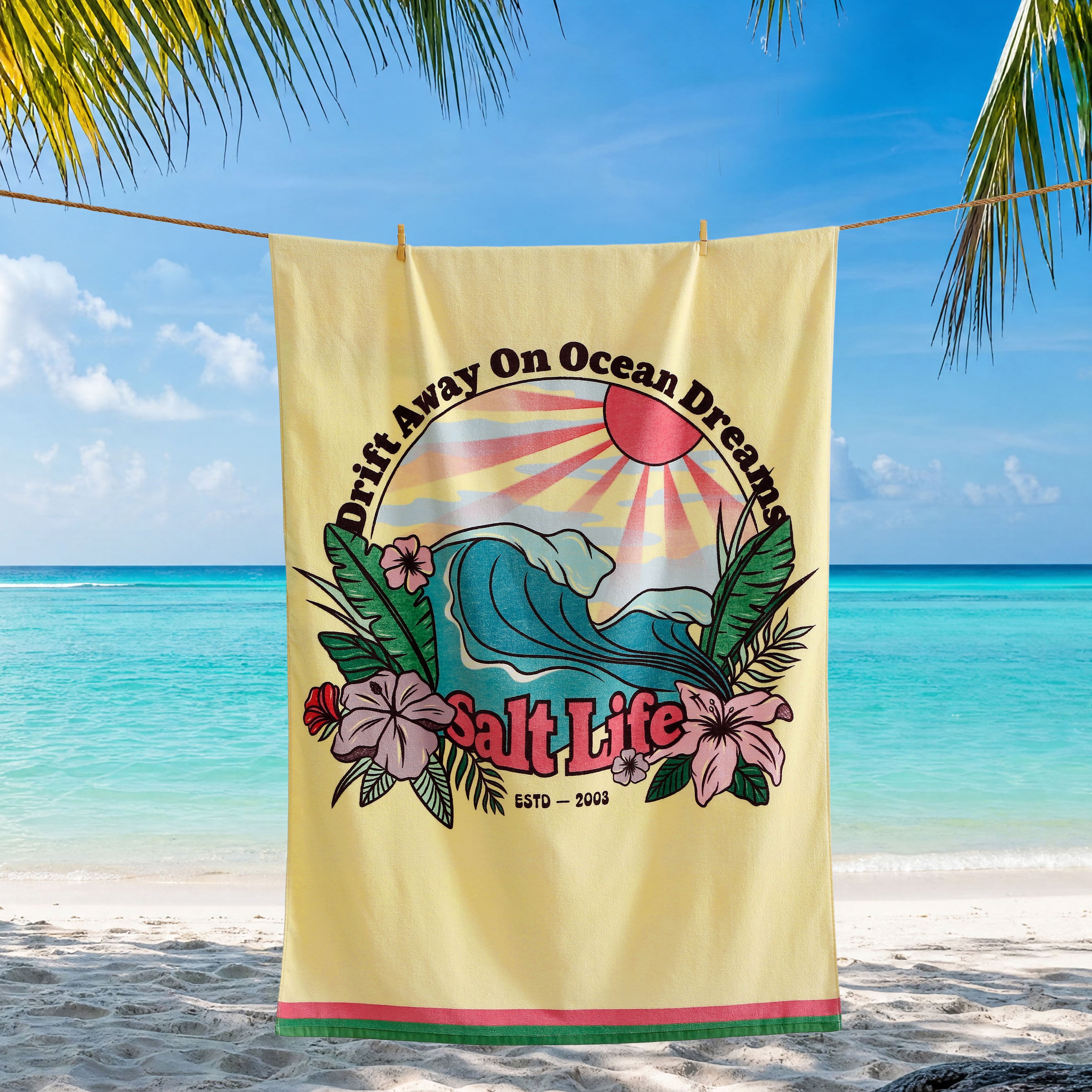 Drift Away Beach Towel, CREAM, alternate image number 2