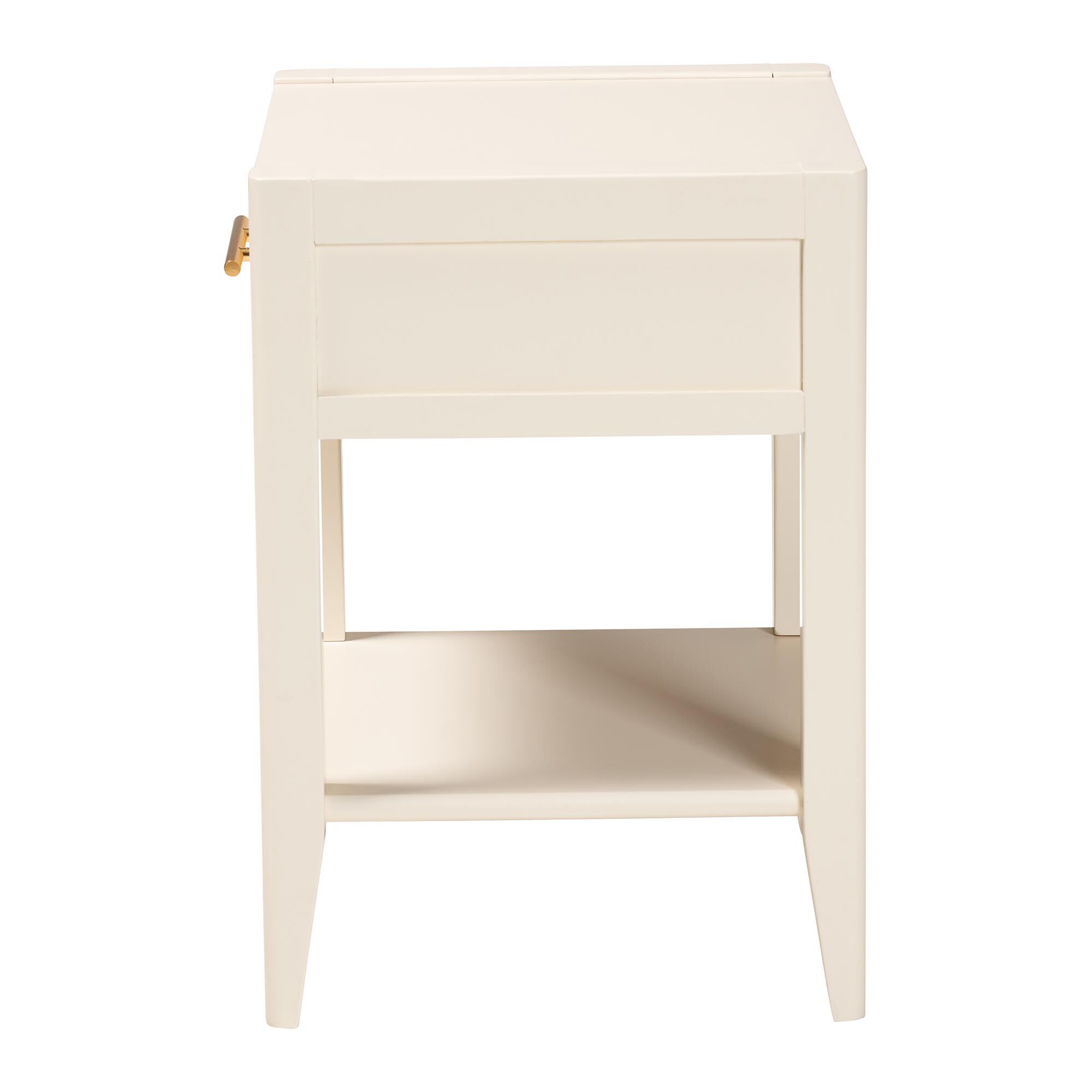 Primrose Mid-Century Ivory Fluted Wood 1-Drawer Nightstand, IVORY, alternate image number 4
