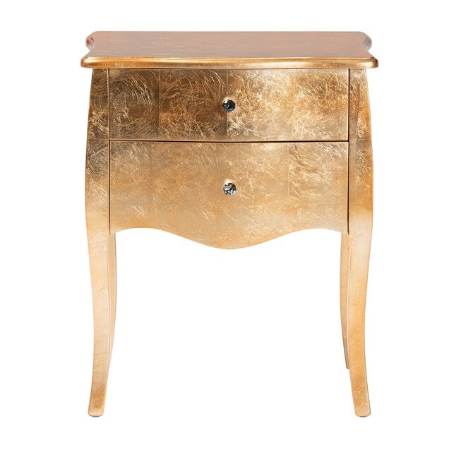 Patrice Classic And Traditional Gold Finished Wood 2-Drawer Nightstand, , alternate image number null