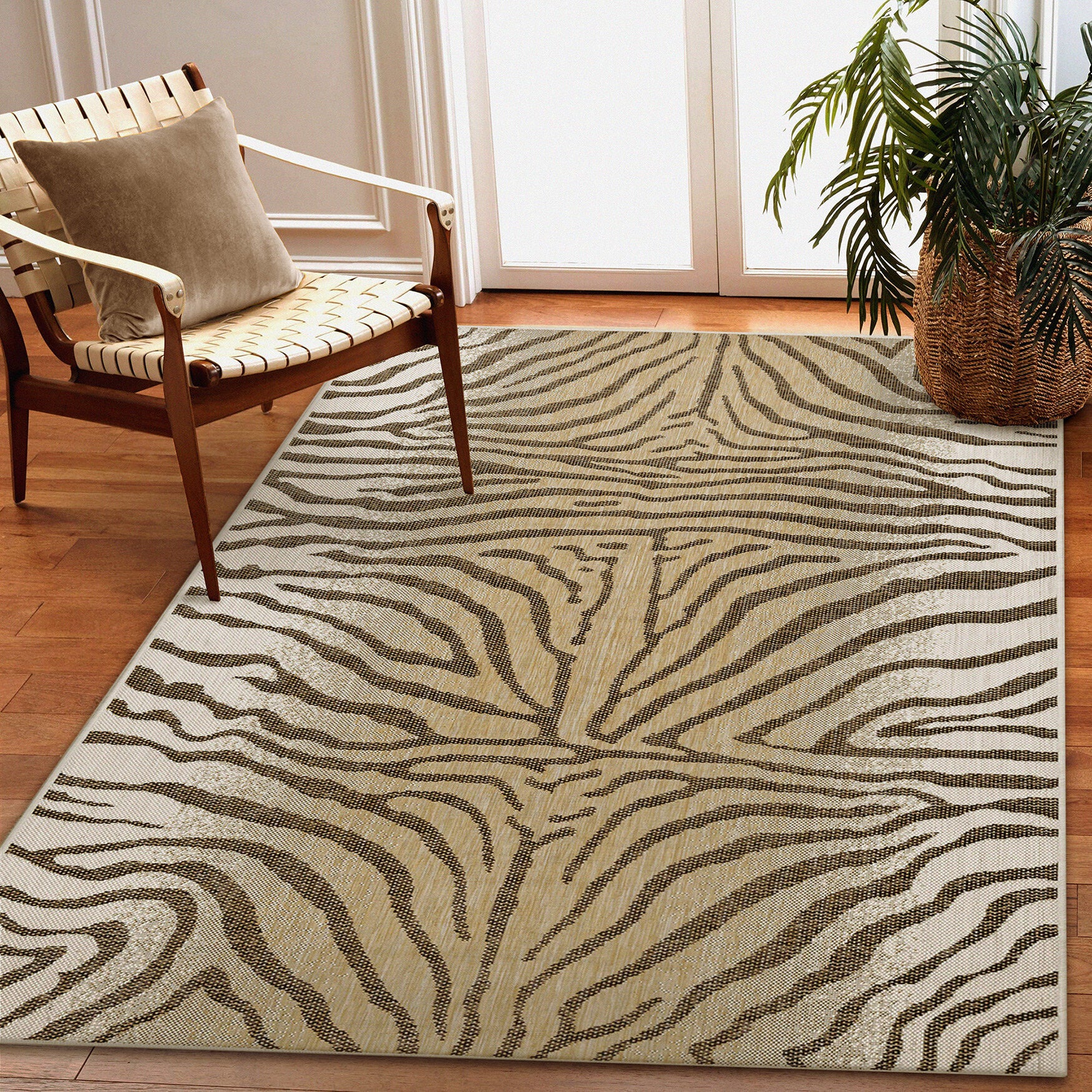 Carmel Zebra Indoor/Outdoor Area Rug Sand, , alternate image number 4