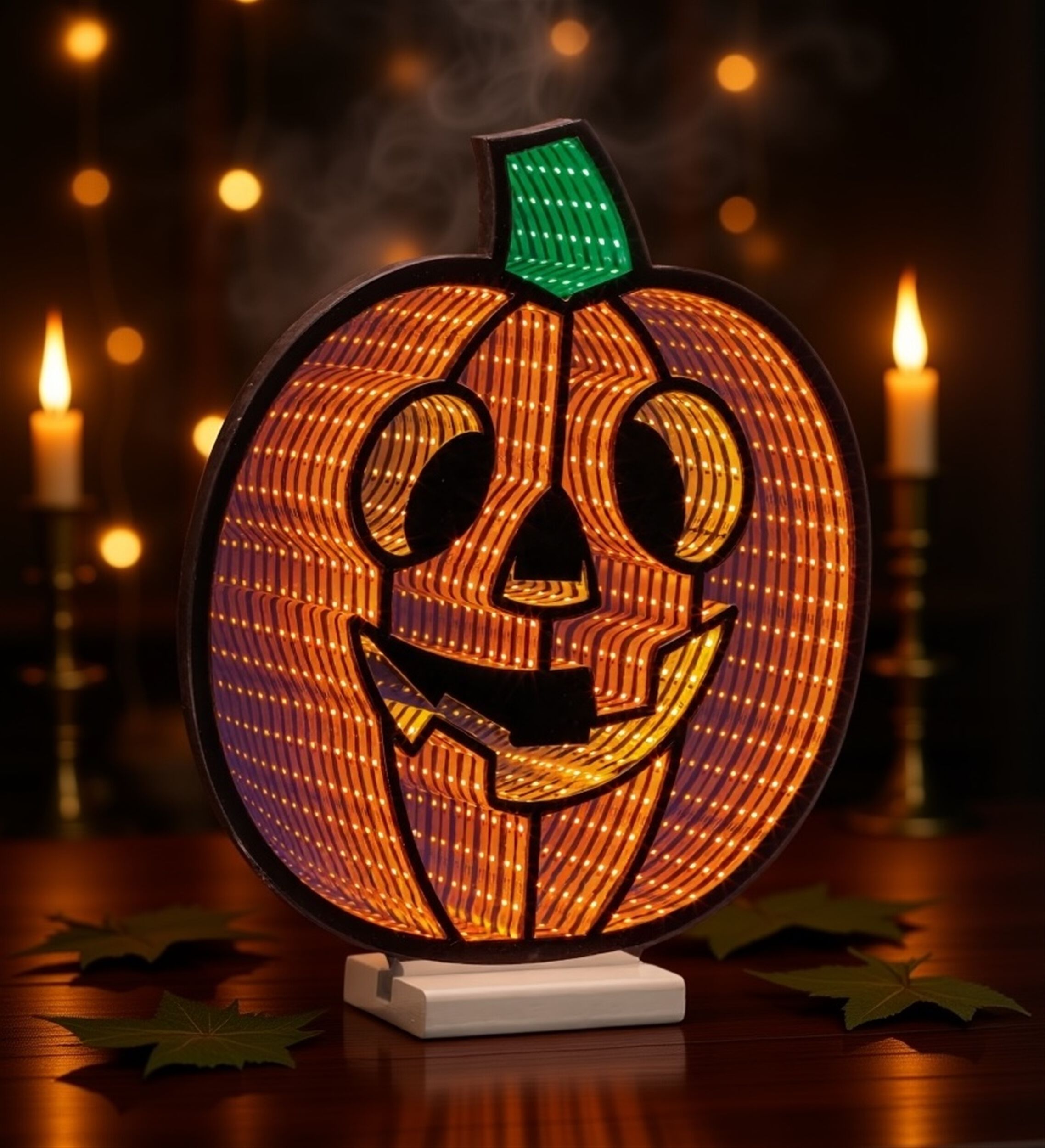 Jack-O-Lantern Ekkolight 14.5 inchesH, ORANGE BLACK GREEN, hi-res image number 0