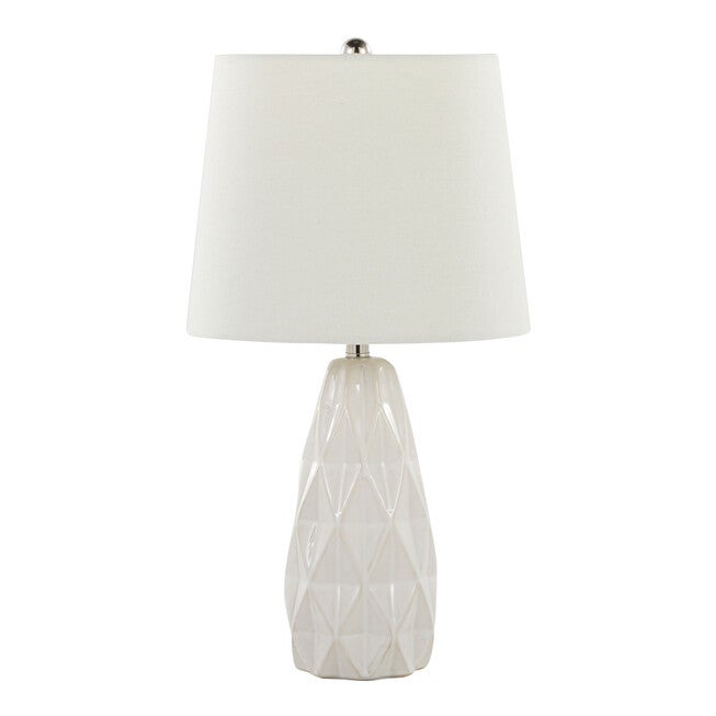 Hex 20 inches Ceramic Accent Lamp - Set Of 2, OFF WHITE POLISHED NICKEL, hi-res image number null