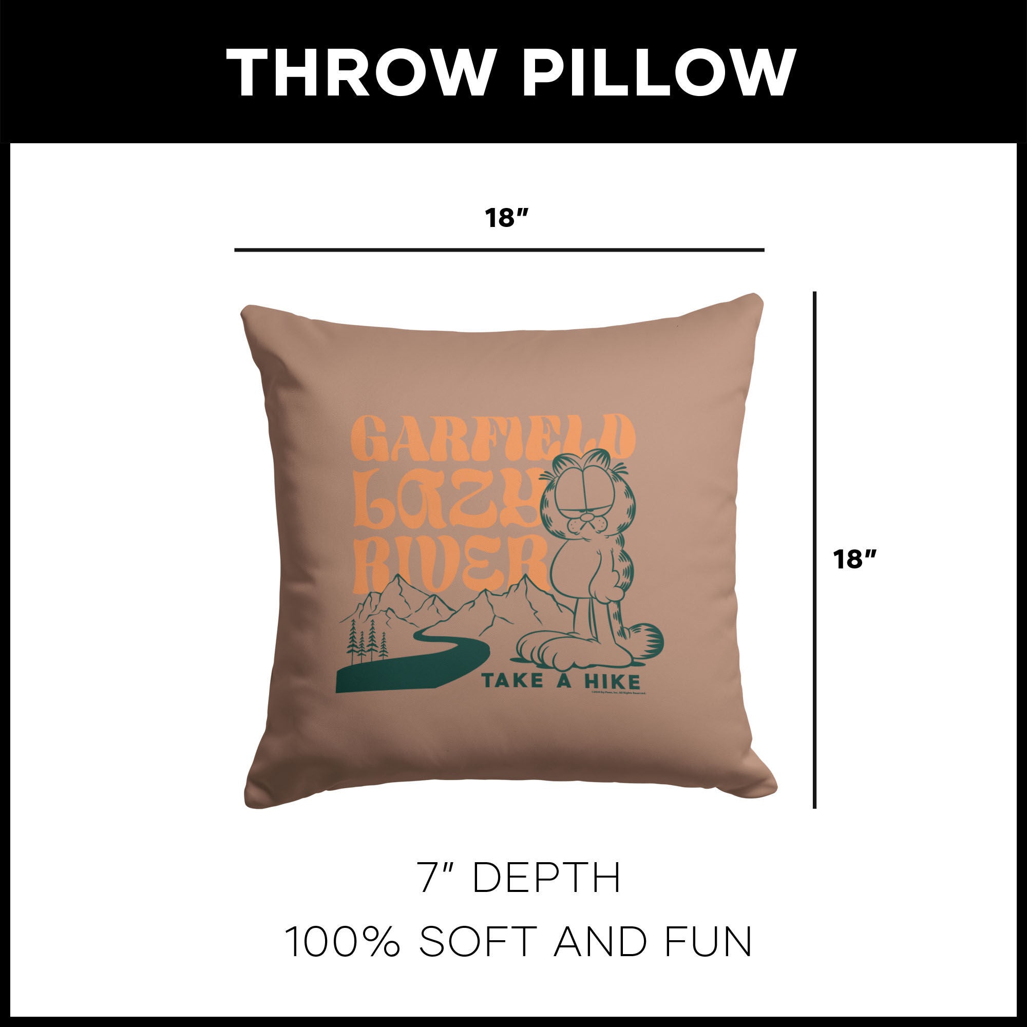 Nickelodeon Garfield Take a Hike Throw Pillow 18X18 Inches, BROWN, alternate image number 4