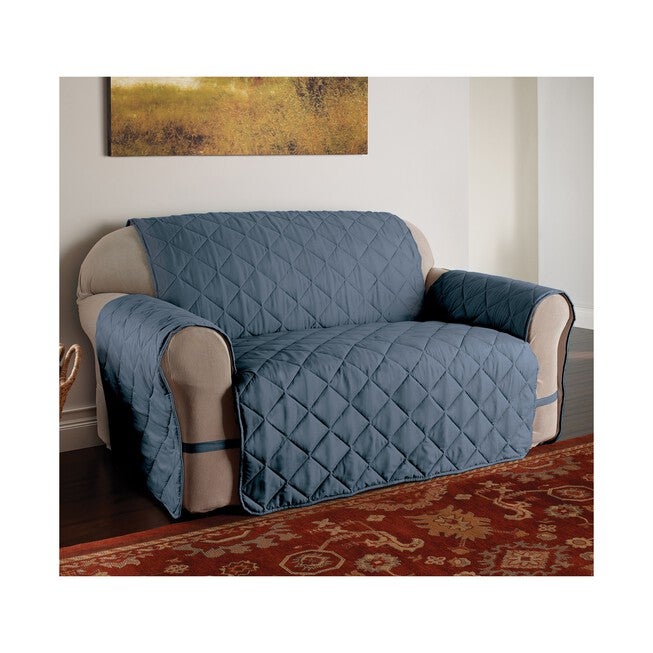 Microfiber Ultimate Loveseat Furniture Slipcover, SLATE BLUE, hi-res image number 0