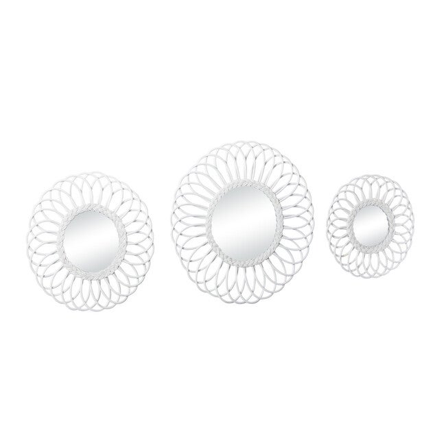Set Of 3 White Wood Traditional Wall Mirror, , alternate image number 3