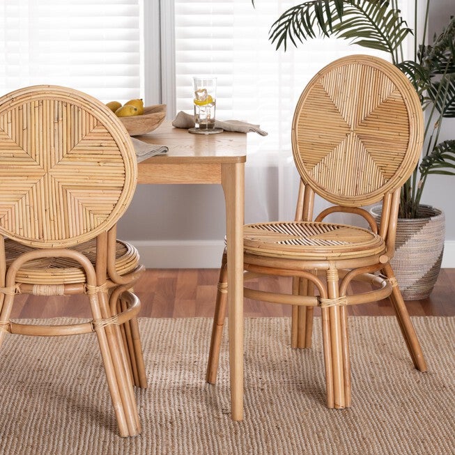 Carita Modern Bohemian Natural Brown Rattan Dining Chair, , alternate image number 7
