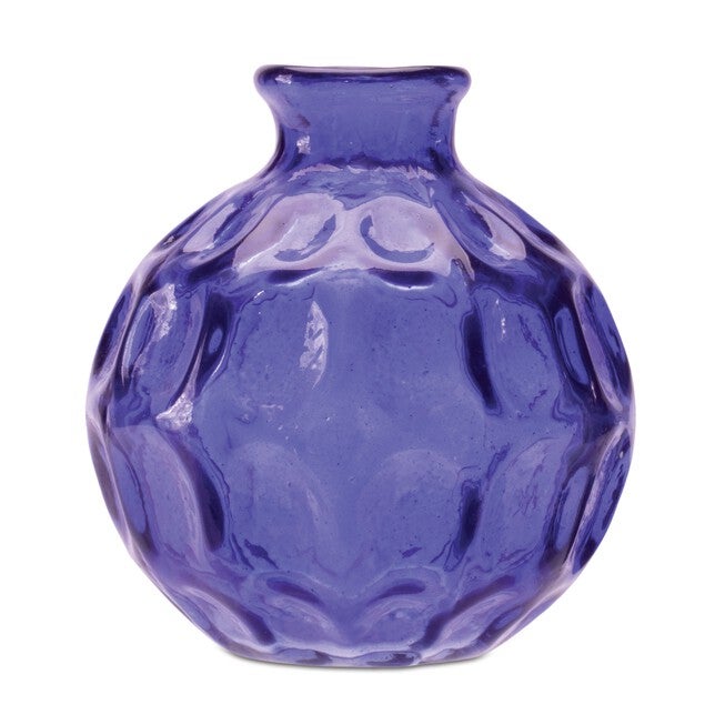 Blue Bubble Glass Bud Vase (Set of 2), BLUE, alternate image number 2