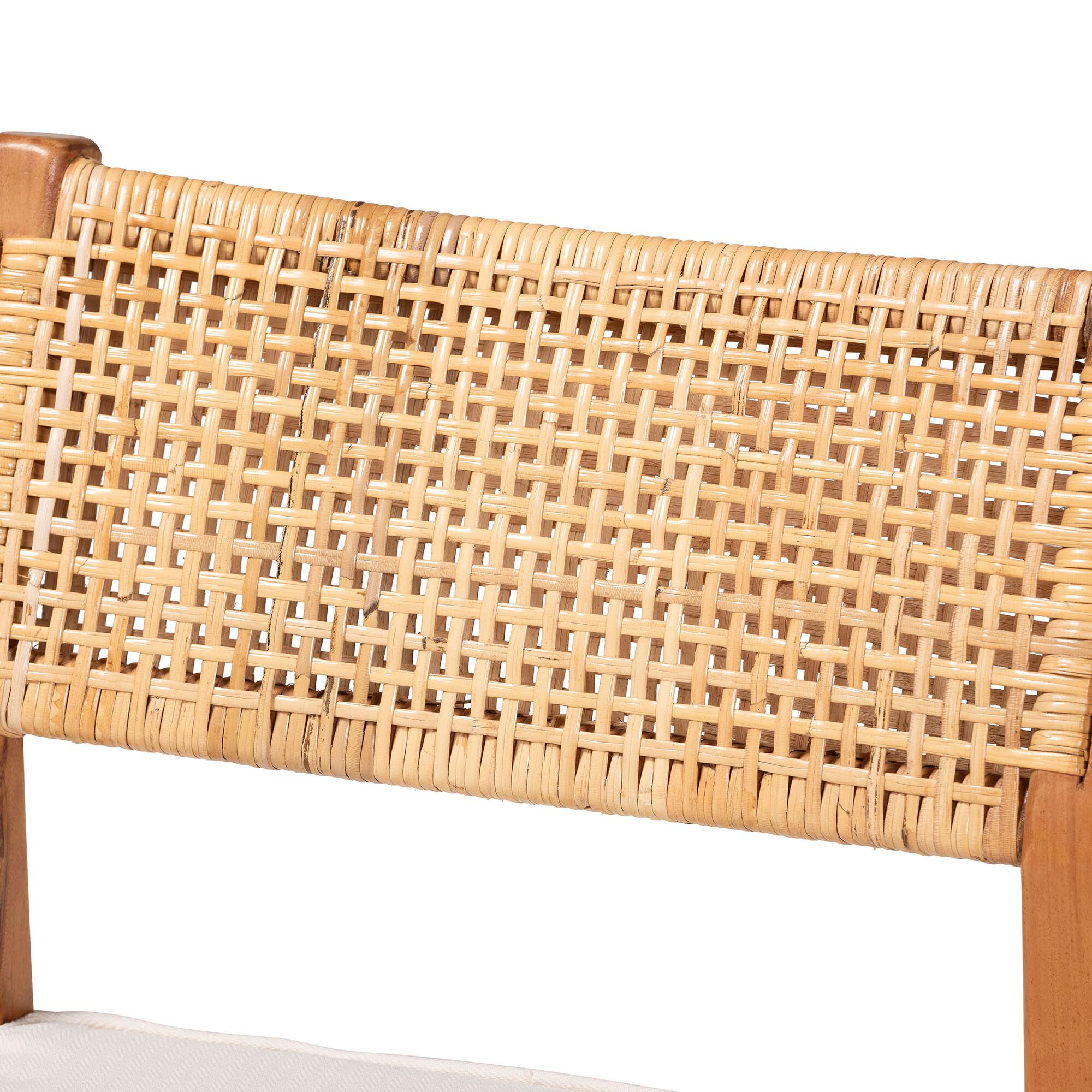 Chatura Natural Rattan and Mahogany Wood 2-Piece Dining Side Chair Set, HONEY, alternate image number 4