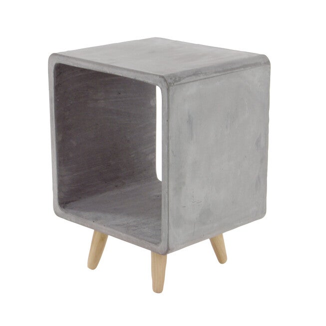 Grey Fiber Clay Industrial Outdoor Accent Table, GREY, hi-res image number 0