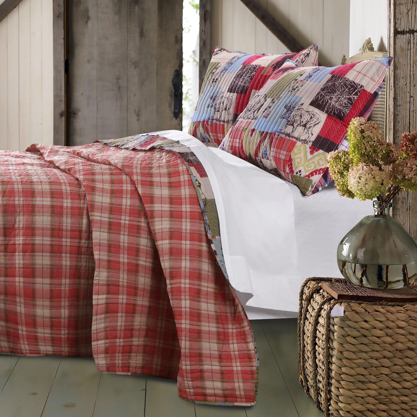 Rustic Lodge Quilt And Pillow Sham Set, , on-hover image number 1
