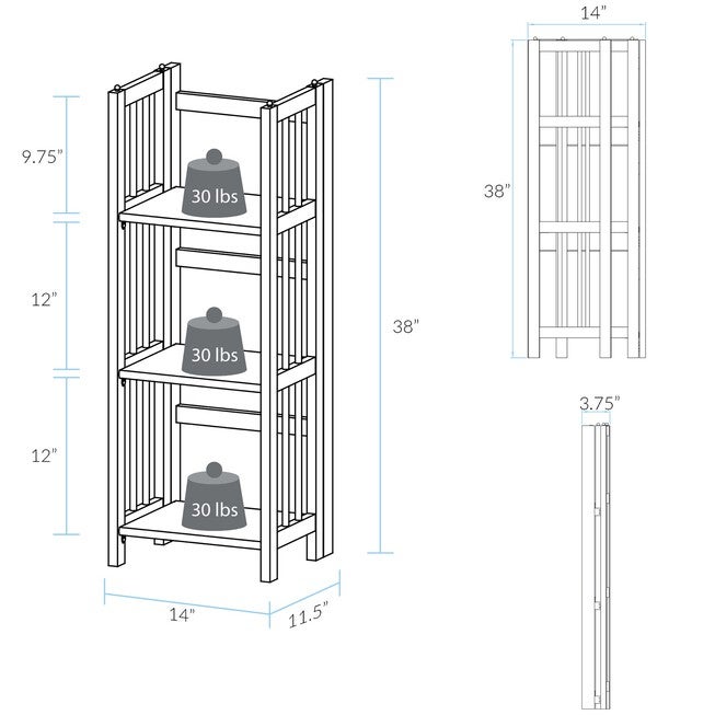 3-Shelf Folding Bookcase 14 inches Wide-Mahogany, , alternate image number 6