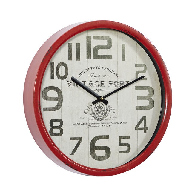 Red Farmhouse Metal Wall Clock, , alternate image number 3
