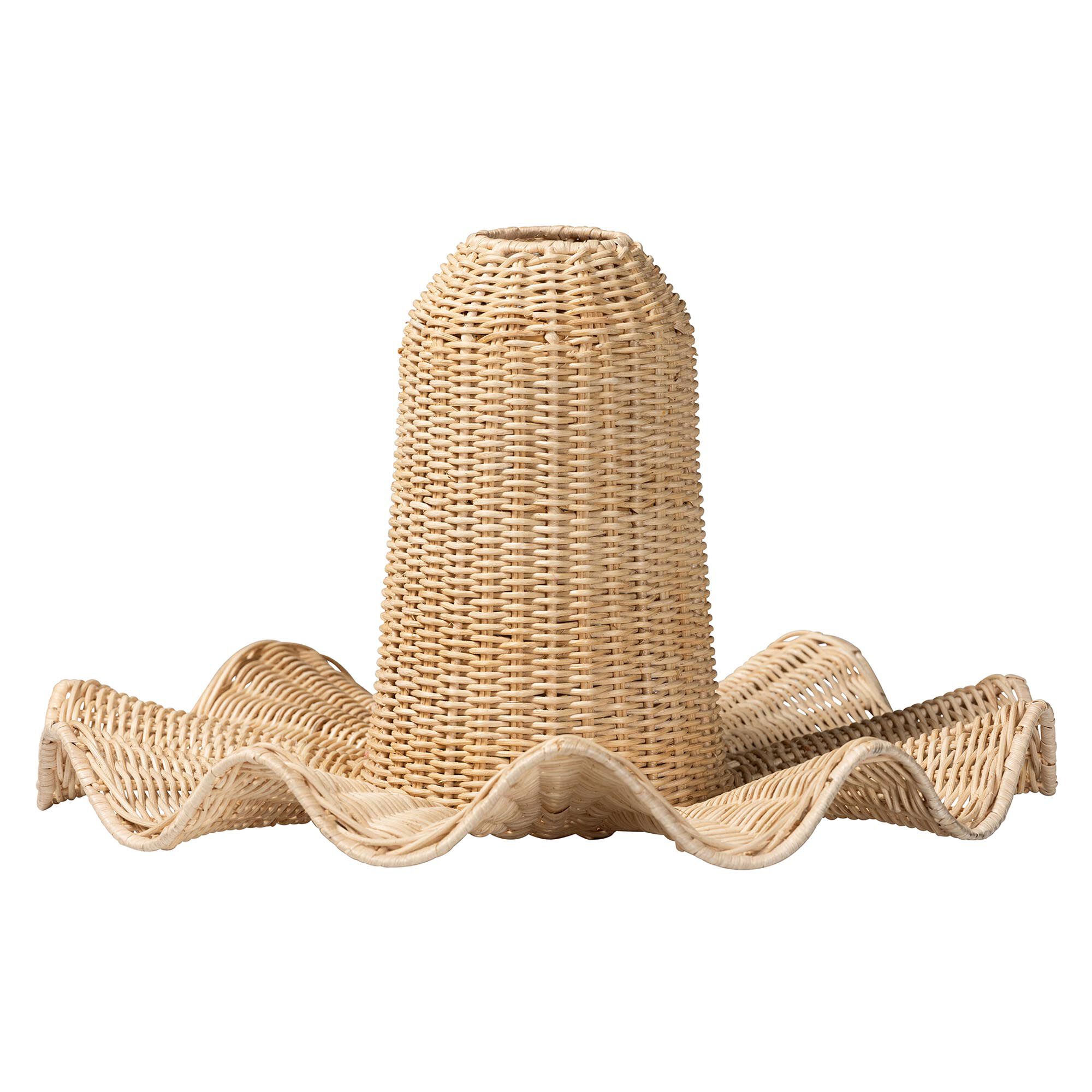 Lavada Bohemian Natural Scalloped Rattan Pendant Lampshade, NATURAL, alternate image number 1