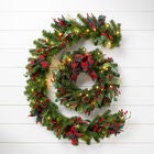 22" Pre-Lit Celeste Wreath, PLAID, hi-res image number null
