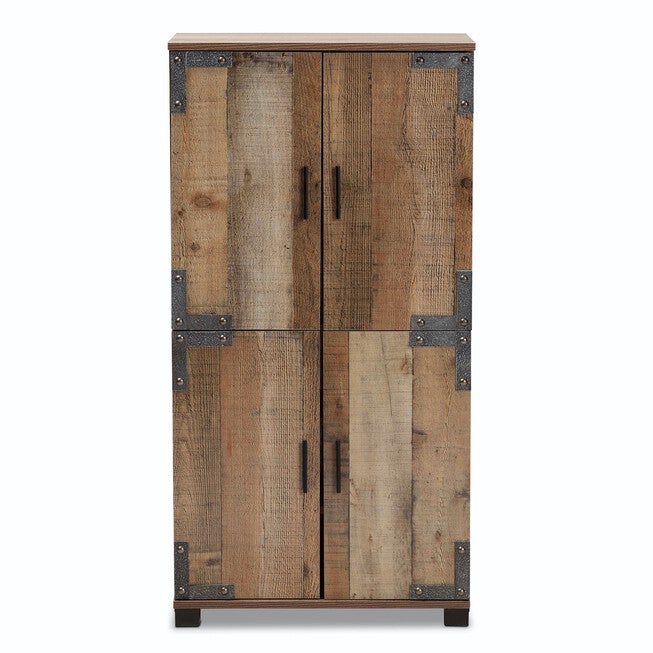 Cyrille Farmhouse Rustic Finished Wood 4-Door Shoe Cabinet Furniture, , alternate image number 2