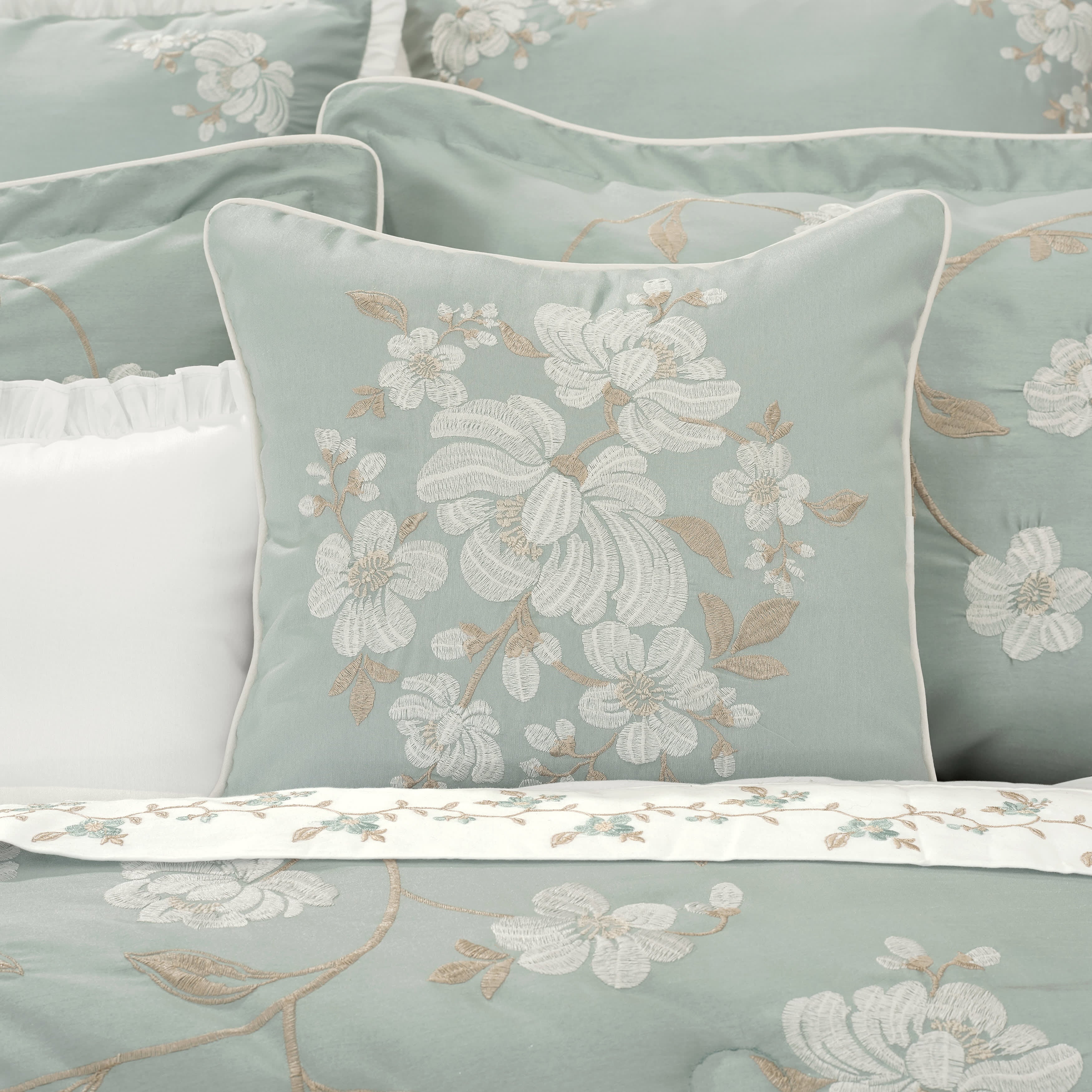 Spring Garden 16 Inch Square Decorative Throw Pillow, SPA, alternate image number null